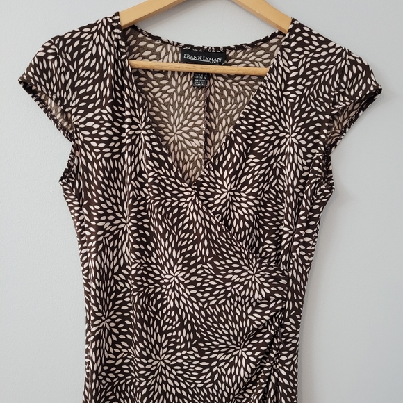 Frank Lyman Faux Wrap Bealted Dress Cap Sleeve Size 4 - Picture 6 of 13